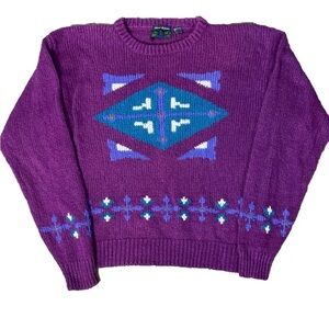 Vintage Colours by Alexander Julian Cotton Southwestern Sweater Mens Size Large